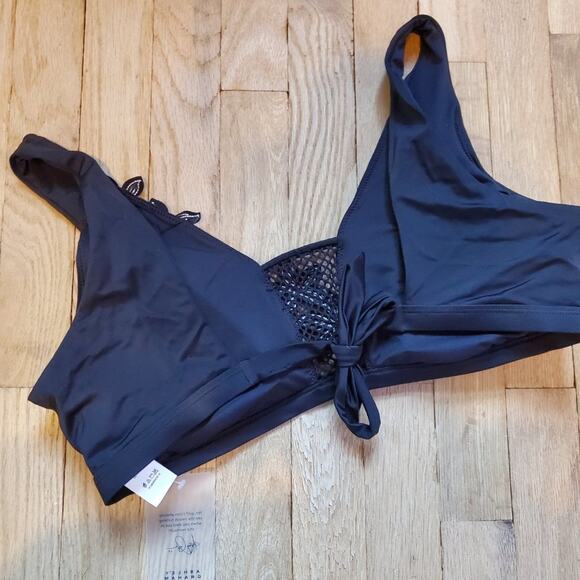 Ashley Graham Swimsuits For All Black Floral Bikini Bathing Suit Top Size 10 NWT - Picture 6 of 9